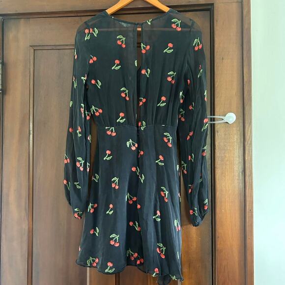 For Love And Lemons Cherry Twist Mini Dress Retro Burnout Velvet Pinup Cutouts L - Picture 5 of 7